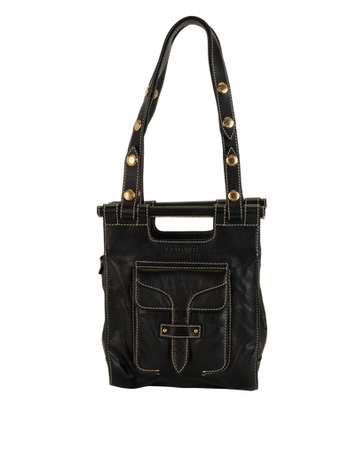 Vintage Shoulder Bag, &pound;250, Handbags, Black, Leather, Front view